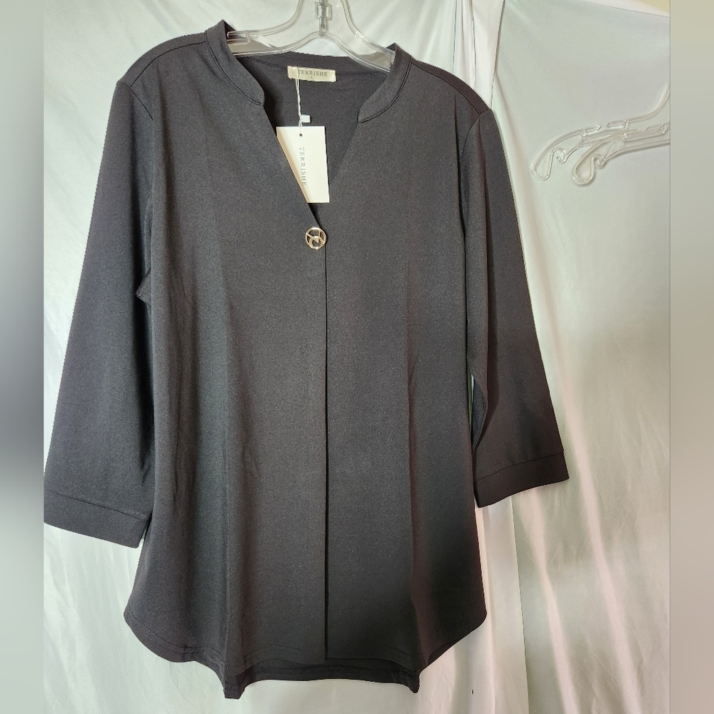 Terrishe 3/4 sleeve Black Tunic Top